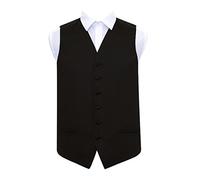 DQT, gilet da uomo in tinta unita, per smoking, in raso, elegante, per matrimonio Black 50