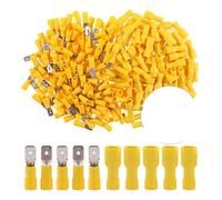 DQZRTUECA 100 pezzi connettori a crimpare rapidi a forcella isolati maschio femmina multicolore(Yellow)
