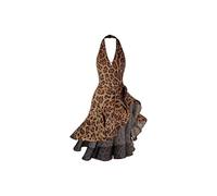 DQZRTUECA Abbigliamento di Tango Latino, Abito da Ballo Latino Nero/Leopardo XS/S Donna Rumba Cha Tango Gonna Spettacolo Pratico(Leopard Dress,L)