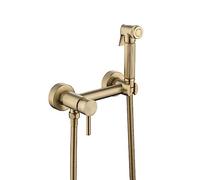 DQZRTUECA Bidet for WC a Parete in Ottone con spruzzatore for Acqua Calda e Fredda con Tubo Flessibile da 59 Pollici Multicolore(Brushed Gold)