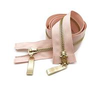 DQZRTUECA Cerniera autobloccante a doppio cursore in metallo 5# 80-120 cm argento oro nero for cucito fai da te(Pinkgold,80cm)