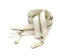 DQZRTUECA Cerniera autobloccante a doppio cursore in metallo 5# 80-120 cm argento oro nero for cucito fai da te(Beigegold,120cm)