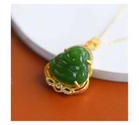 DQZRTUECA Collana con ciondolo del Buddha Maitreya verde