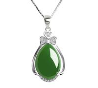 DQZRTUECA Collana con goccia d'acqua verde 15x10mm, amuleto cinese, regalo for donna