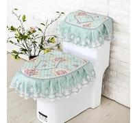 DQZRTUECA Copriwater, coprisedile, set di cuscini, motivo: diamante, fiore, caffè, pizzo, ricamo multicolore(Green)