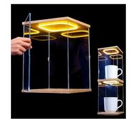 DQZRTUECA Espositori di plastica trasparente, Espositore in acrilico con luce e porta, dimensioni multiple, for figurine, modelli peluche(20x30xH 20cm (8x12xH 8in))