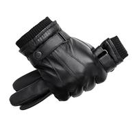 DQZRTUECA Guanti di pelle da uomo, Guanti da guida uomo bicolore Foderati in cashmere Touch screen Dito intero caldo S/XXL(Color 2,XXL)