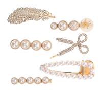 DQZRTUECA Mollette per Capelli da Donna, Set di Fermagli for Capelli 6 Pezzi mollette in Metallo Perlato Stili Misti for Donne Matrimonio Casual