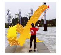 DQZRTUECA Nastro for danzatore Cinese con Drago Poi Multicolore for Esercizi di Danza Ritmica all'aperto, 6-10 m(Gold,8 m/26ft Long)