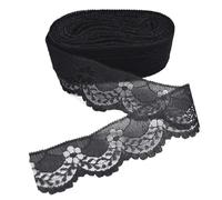 DQZRTUECA Nastro in pizzo ricamato 40 mm di larghezza 5/10 iarde multicolore(Black,10 yards)
