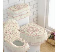 DQZRTUECA Set copriwater con fiori in pizzo multicolore(Orange Red)