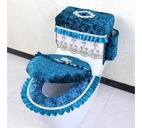 DQZRTUECA Set copriwater multicolore con tasca e cuscinetti riscaldanti(Storage Blue)