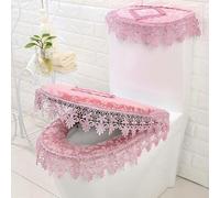 DQZRTUECA Set copriwater universale con fiori ricamati in pizzo multicolore(Pink)