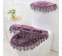DQZRTUECA Set copriwater universale con fiori ricamati in pizzo multicolore(Purple)