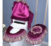 DQZRTUECA Set di coperchio e copriwater con cerniera, fiori in pizzo europeo multicolore(Purple)