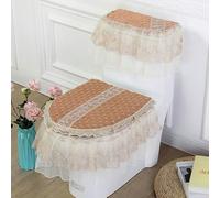 DQZRTUECA Set di copriwater e copriserbatoio con nappe, ricamo in pizzo e motivo floreale multicolore(Coffee)