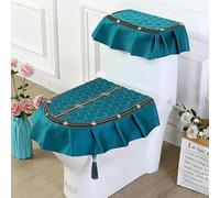 DQZRTUECA Set di copriwater e copriserbatoio con nappe, ricamo in pizzo e motivo floreale multicolore(Sapphire)