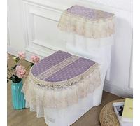 DQZRTUECA Set di copriwater e copriserbatoio con nappe, ricamo in pizzo e motivo floreale multicolore(Purple)