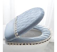 DQZRTUECA Set di copriwater e copriwater in velluto e pizzo multicolore(Blue)