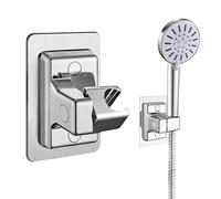 DQZRTUECA Supporto for soffione Doccia Regolabile da Parete, Autoadesivo, ABS, Argento, Nero, 12 * 8 cm, 1 Pezzo(Sliver)