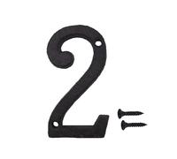 DQZRTUECA Targa for numero civico in ferro con viti 7,5x4 cm(Number 2)