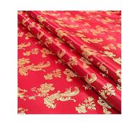 DQZRTUECA Tessuto Broccato Cinese in Raso di Seta Sintetica for Abito Cheongsam 75 cm x 50 cm Multicolore(Red)