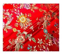 DQZRTUECA Tessuto Broccato in Raso di Seta Sintetica Floreale for Abito Cheongsam Fai da Te 75 cm x 50 cm Multicolore(Red)