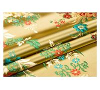 DQZRTUECA Tessuto Broccato in Raso di Seta Sintetica Floreale for Abito Cheongsam Fai da Te 75 cm x 50 cm Multicolore(Gold)