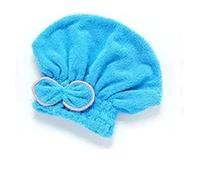 DQZRTUECA Turbans pour cheveux à séchage rapide, Asciugamano con cuffia for capelli in microfibra di cotone pettinato ad asciugatura rapida, rotondo multicolore, lavabile in lavatrice(Blue)