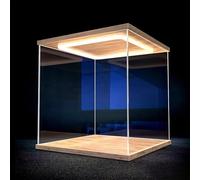 DQZRTUECA Vetrina in acrilico con luce LED e base in legno, diverse dimensioni(25x25x15cm(10x10x6in))