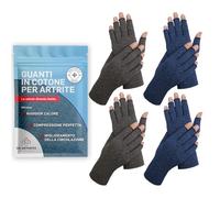Dr. Arthritis Guanti per Artrosi alle Mani - Guanti senza Dita a Compressione per Tunnel Carpale e Sindrome di Raynauds - (4 Paia, Grigio e Blu, Taglia M)