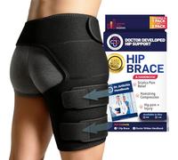 Dr. Arthritis Tutore per l’Anca Destra Ideato da Medici - Supporto Inguinale per Nervo Sciatico - Fascia Coscia Inguine a Compressione (Taglia L/XL, Nero)