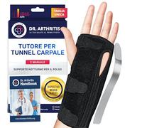 Dr. Arthritis Tutore Polso Ideato da Medici - Polsiera Ortopedica Regolabile con Stecca Integrata - Polsiera Tendinite Imbottita per Polso Sinistro e Destro (Confezione Singola, Nero, Taglia Unica)