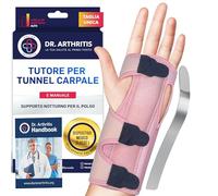 Dr. Arthritis Tutore Polso Ideato da Medici - Polsiera Ortopedica Regolabile con Stecca Integrata - Polsiera Tendinite Imbottita per Polso Sinistro e Destro (Confezione Singola, Rosa, Taglia Unica)