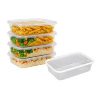 Dr Blue Confezione da 10 contenitori per alimenti da asporto con coperchio, riutilizzabili, adatti al microonde, in plastica, a prova di perdite, senza BPA, ideali per congelatore, pranzo e