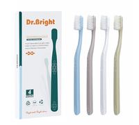 DR.BRIGHT Spazzolini da denti ecologici, spazzolini naturali biodegradabili, spazzolino morbido per adulti, riciclabile, verde e compostabile, confezione individuale, spazzolino da denti, confezione