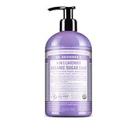 Dr. Bronner's - Sapone biologico allo zucchero (lavanda, 12 once) - Realizzato con oli biologici, zucchero e polvere di Shikakai, 4 in 1 Usi: Mani, Corpo, Viso e Capelli, Deterge, Idrata e Nutre,
