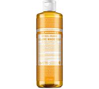 Dr Bronner's - Sapone liquido 18 in 1 all'arancia pura di castiglia, realizzato con oli biologici, utilizzato per viso, corpo, capelli, lavanderia, animali domestici e piatti, certificato commercio