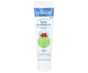 Dr. Brown’s Fluoride-Free Baby Toothpaste, Safe to Swallow, Strawberry, 1-Pack, 1.4oz/40g, 0-3 years