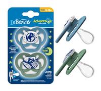 Dr. Brown's Advantage - Ciuccio Glow-in-The-Dark, 2 pezzi, colore: blu, 6-12 mesi