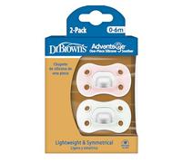 Dr. Brown's Advantage - Ciuccio in silicone, completamente simmetrico, confezione da 2, senza BPA, colore: rosa/menta