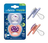 Dr. Brown's Advantage Glow-in-The-Dark - Ciucci per palco 1, 2 pezzi, colore rosa, 0-6 mesi