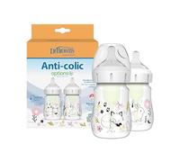 Dr. Brown's Anti-Colic Options+ Biberon a collo largo Designer Edition, Woodland Decos, 150 ml, tettarella livello 1, confezione da 2, 0m+