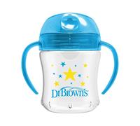 Dr Brown's, biberon con beccuccio morbido per bambini, con maniglie, blu