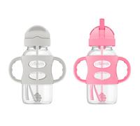 Dr. Brown's Bottiglie a collo largo, con manici in silicone, grigio e rosa, 270 ml, 2 pezzi