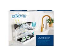 Dr. Brown's Drying Tower, Stand-Up Drying Rack, Countertop Baby Bottle Drying with Organized Storage for Baby Essentials, Space Saving Vertical Rack