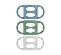 Dr. Brown's Milestones - Manici per biberon, 100% silicone, sottili, blu, verde, grigio, confezione da 3 pezzi, dai 4 mesi in su