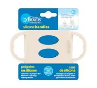 Dr. Brown's Milestones - Maniglie per biberon in 100% silicone, collo largo, rimovibili, facili da impugnare, colore ecru, 4 m+, confezione da 1
