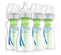 Dr Brown's Natural Flow Anti-Colic Options+ - Biberon a collo largo, 270 ml, con tettarella di livello 1, confezione da 4