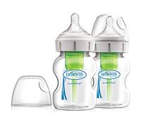 Dr. Brown's Natural Flow Anti-Colic Options+ Biberon in vetro a collo largo, 150 ml, con tettarella a flusso lento di livello 1, confezione da 2